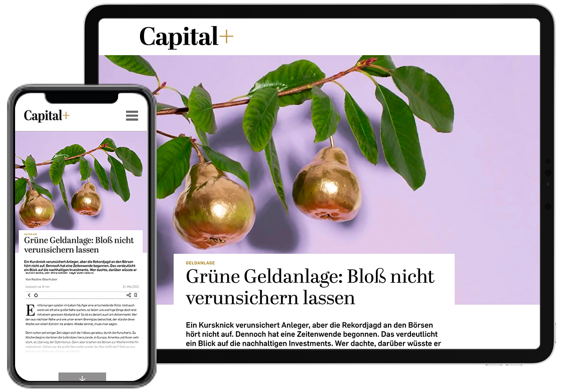 Beispiele Ansicht Capital Plus in Smartphone und Tablet